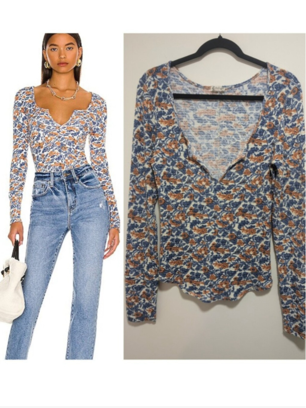 Free People | Intimately FP Ciara Floral Thermal Top In Blue Orange